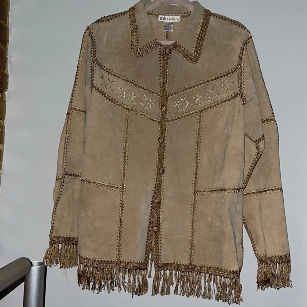 NWOT Dress Batn Boho Fringe leather Blend jacket - Picture 6 of 9